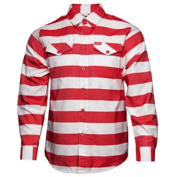 NWT Dixxon Candy Cane Red & White Stripe Christmas Flannel Shirt